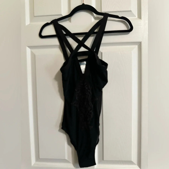 iHeartRaves Other - IHeartraves Black Lace Bodysuit Teddy with snap crotch. NWT Size Small